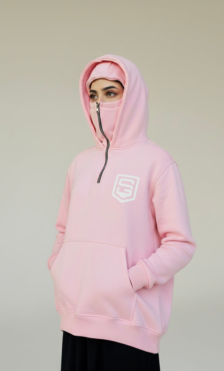 Haya (Modesty) Balaclava Hoodie (Baby Pink)