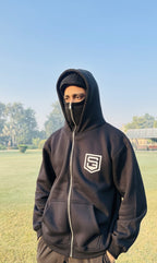 Discipline Over Motivation Balaclava Hoodie (Black)