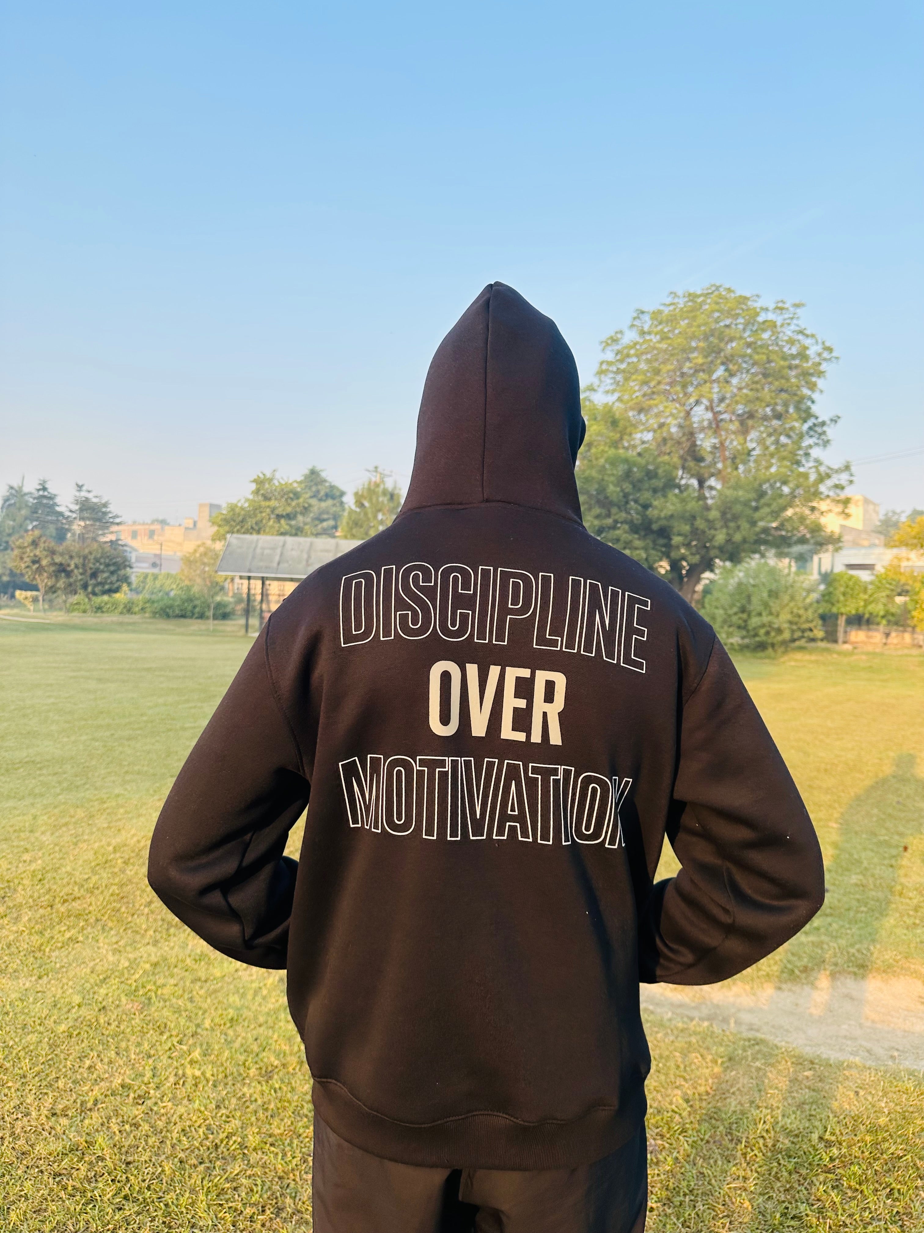 Discipline Over Motivation Balaclava Hoodie (Black)