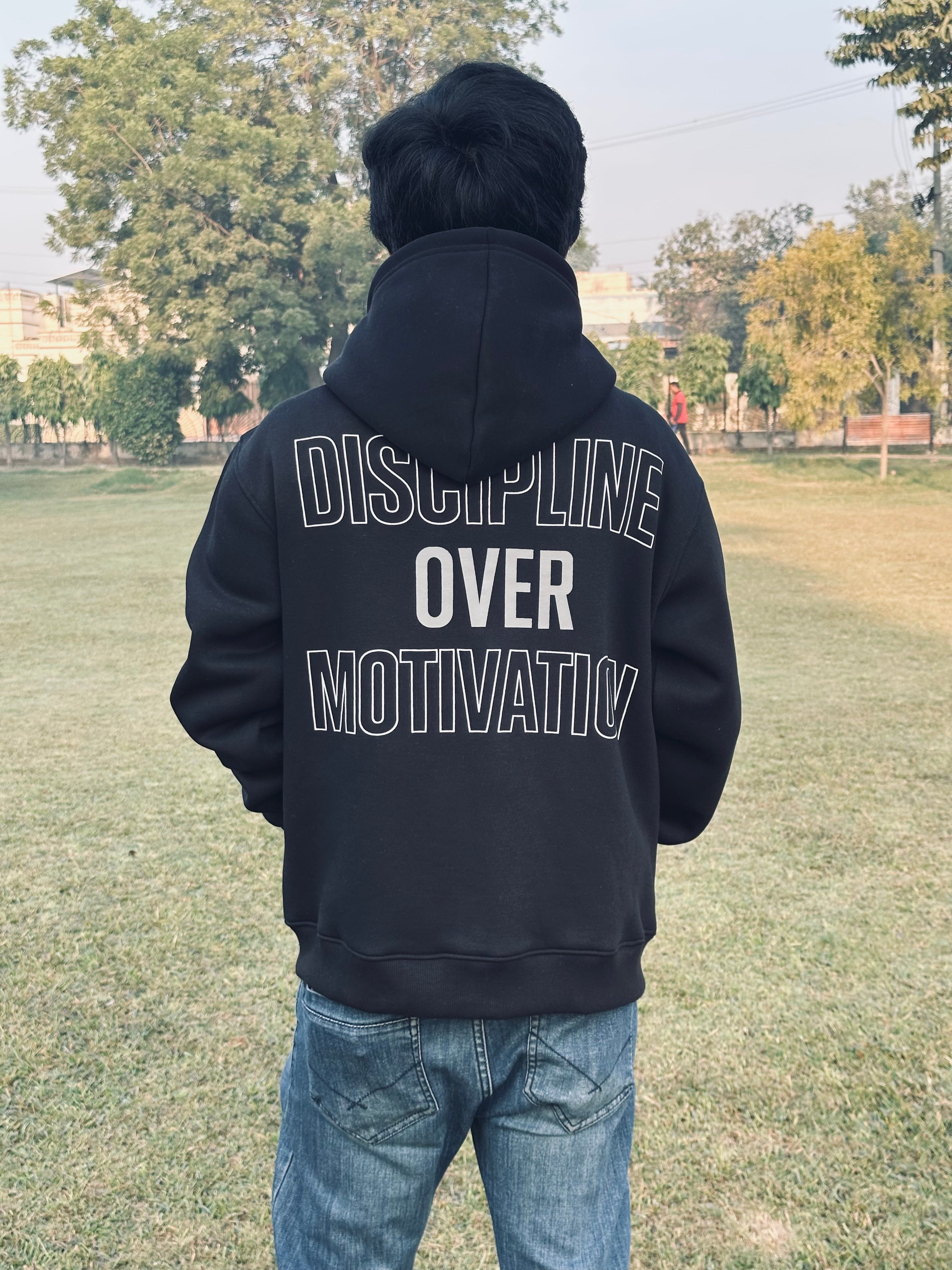 Discipline Over Motivation Balaclava Hoodie (Black)