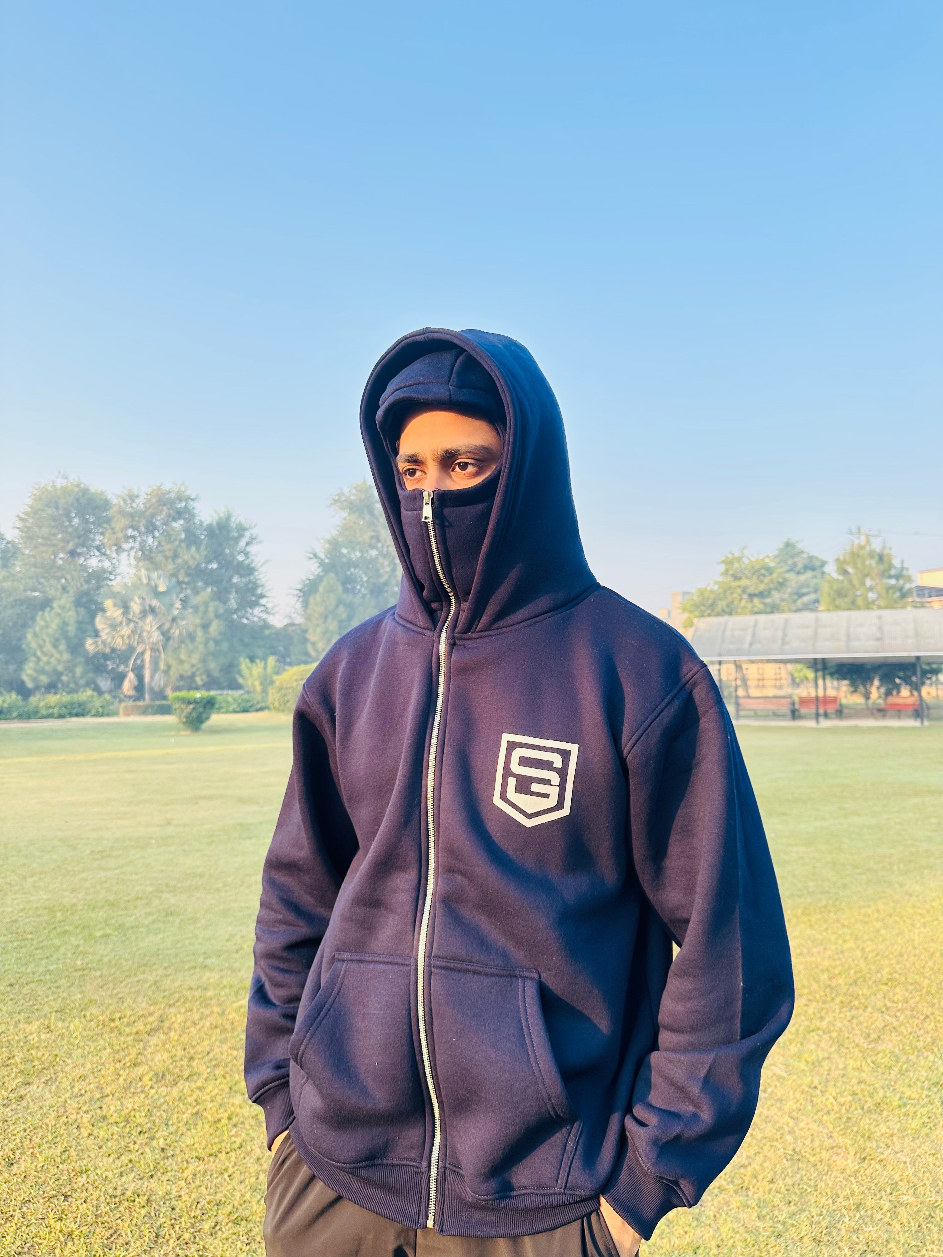 Faith Over Fear Balaclava Hoodie (Navy Blue)