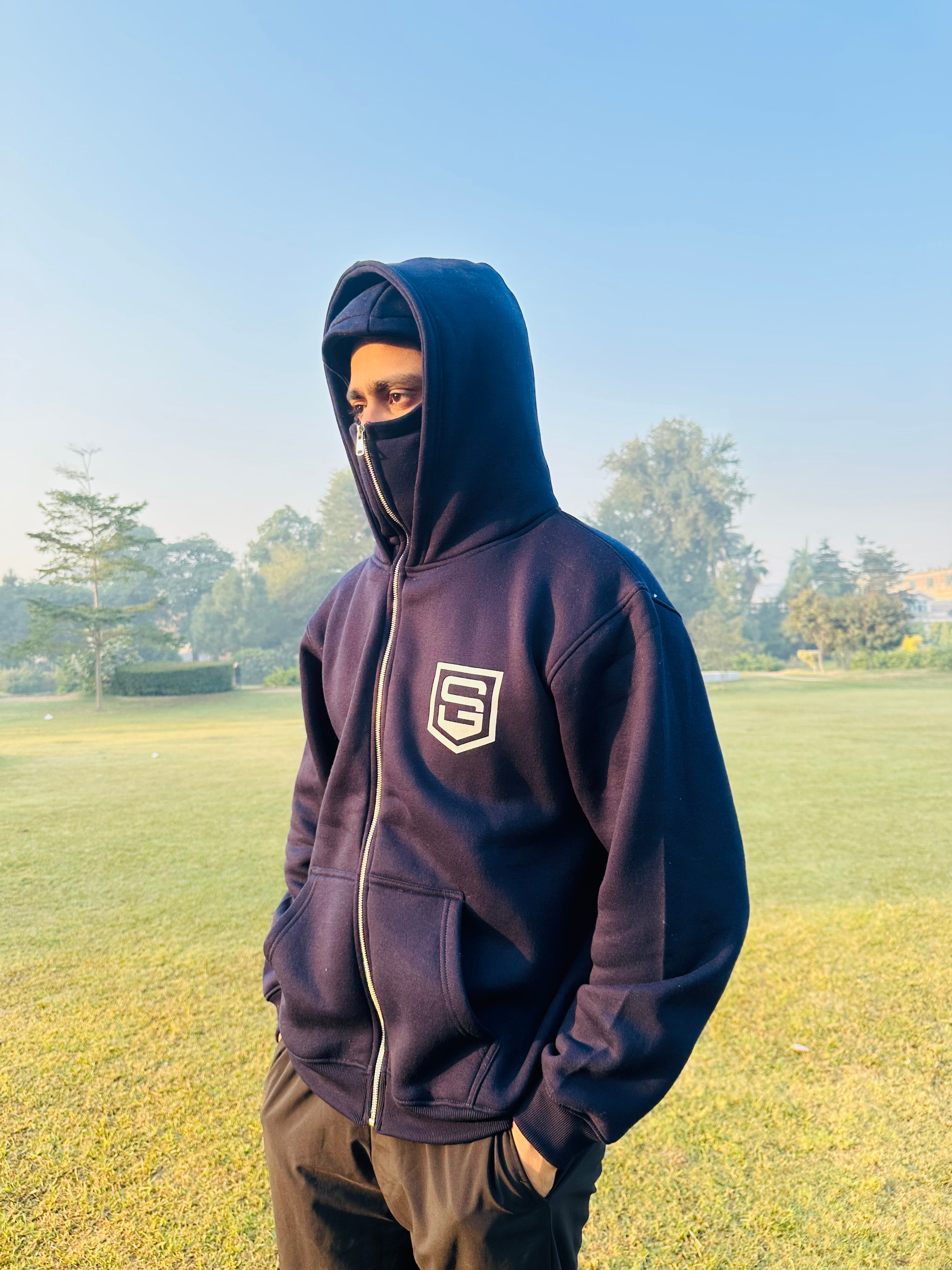 Faith Over Fear Balaclava Hoodie (Navy Blue)