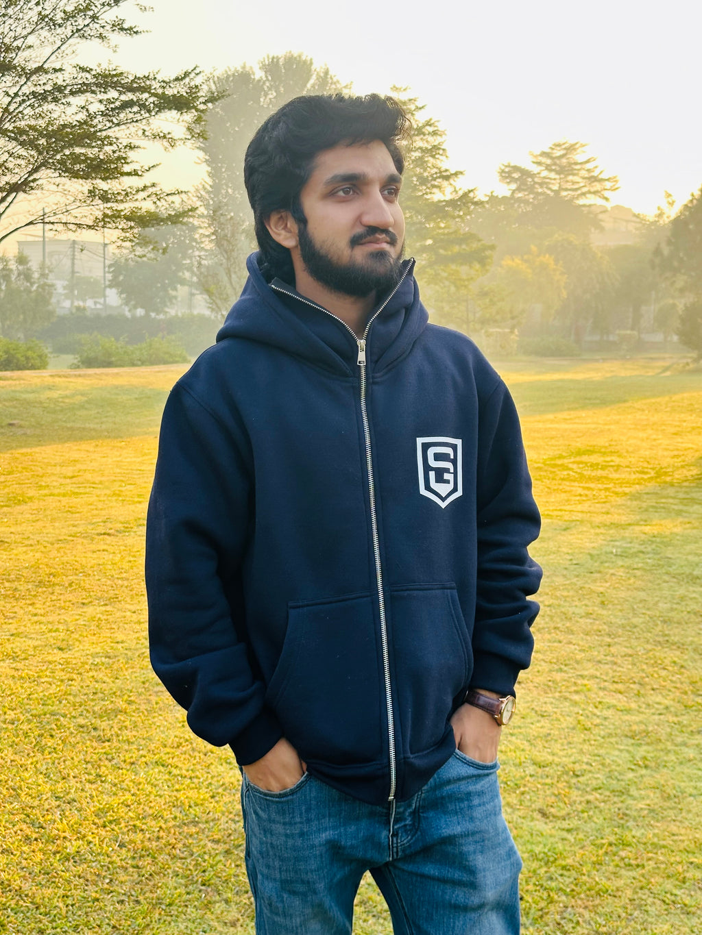 Faith Over Fear Balaclava Hoodie (Navy Blue)